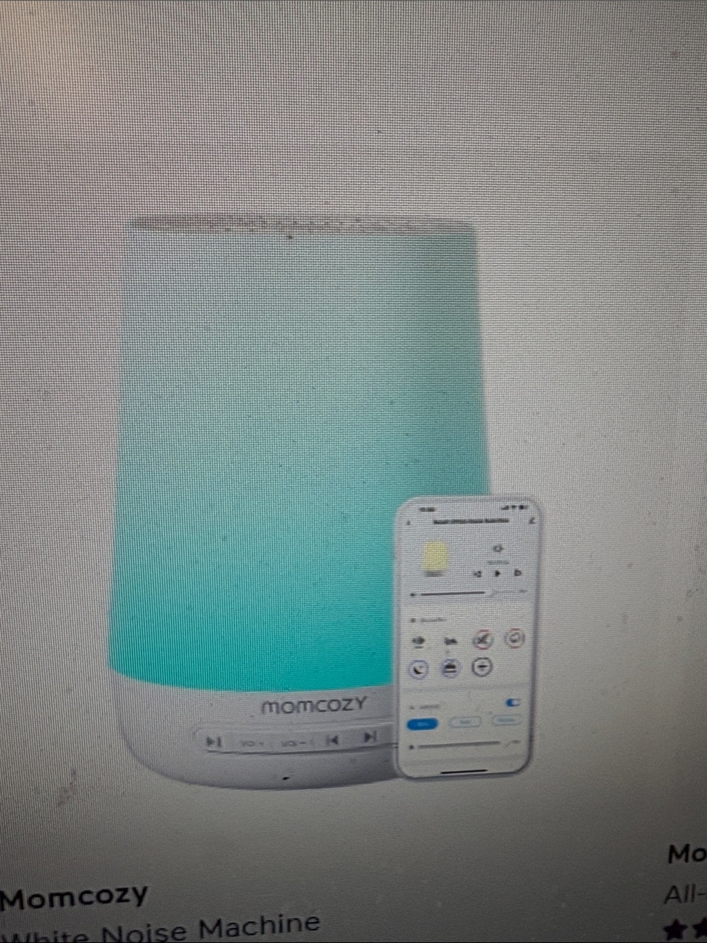 Momcozy Teal White Noise Sound Machine with Night Light